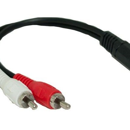 Cable adaptador audio 3.5mm hembra a 2 RCA macho 06 pulgadas