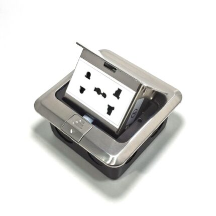 Caja con Toma Corriente europeo/americano a 45 grados color Metálico