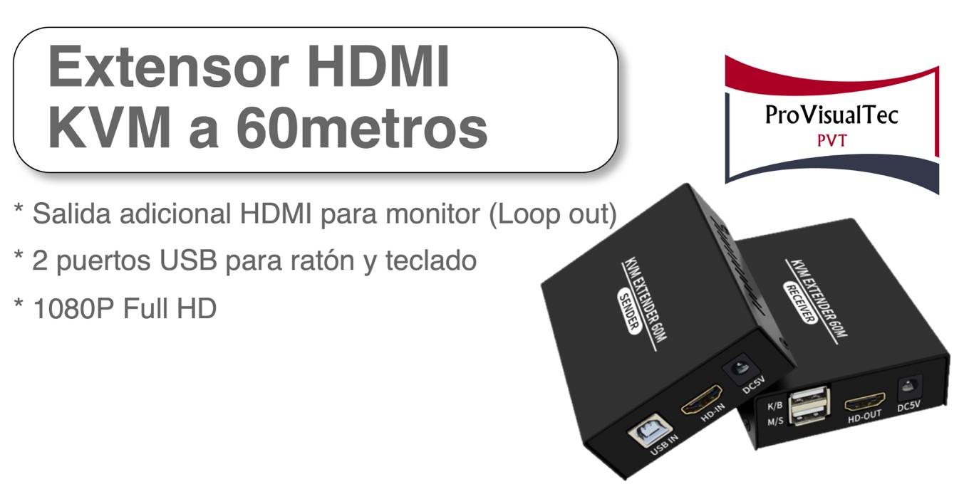 slider extensor hdmi 60 mts kvm